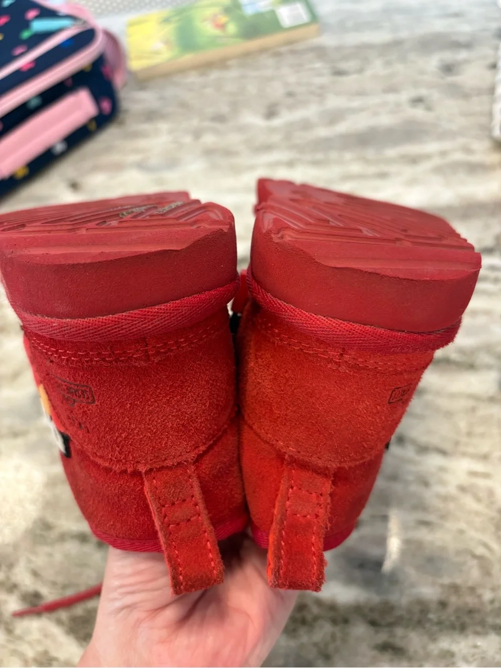 UGG Kids Red Elmo Suede Lace-Up Boots